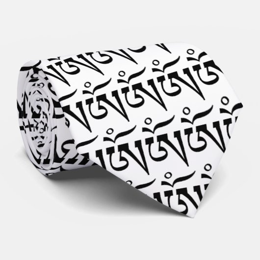 zwarte op witte Om symbolen Stropdas (Opgerold)