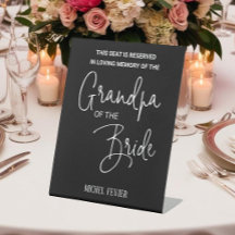 Zwarte opa van de bruid Memorial Seat Wedding