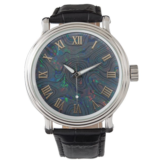 Zwarte Opal Stijl Wijzerplaat Horloge (Voorkant)