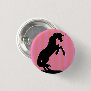 Zwarte opfok Unicorn (roze striped) Ronde Button 3,2 Cm