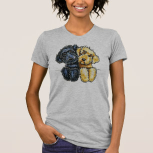 Zwarte Opgesteld Geel van Labradoodles T-shirt