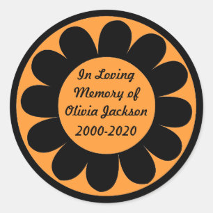 Zwarte oranje aanpasbare daisy sympathie stickers