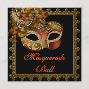 Zwarte Oranje Halloween Maskerade Feest Kaart