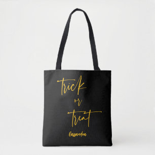 Zwarte Oranje Naam Trick or treat Halloween Tas