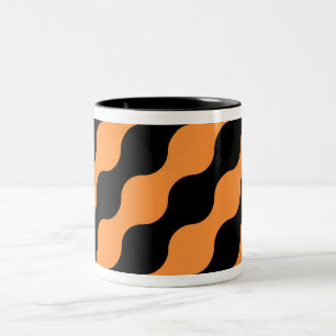 Zwarte, Oranje Retro Circles Art Pattern Mok