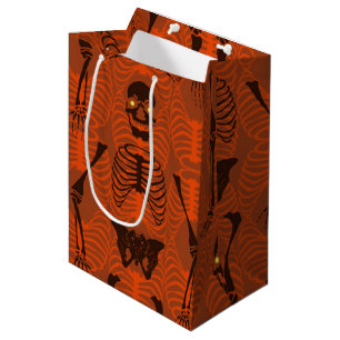 Zwarte & Oranje Skeletten Halloween Cadeautas