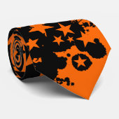 Zwarte & Oranje Star Stropdas (Opgerold)