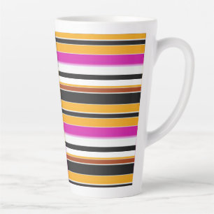 Zwarte oranje strepen leuk latte mok