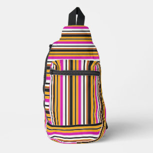 Zwarte oranje strepen leuk sling bag