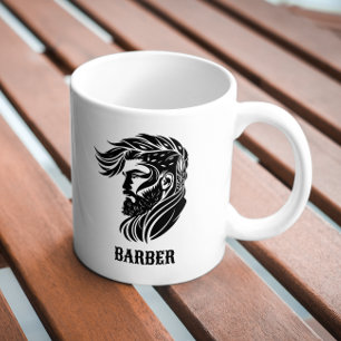 Zwarte ornamentale kapper logo koffiemok