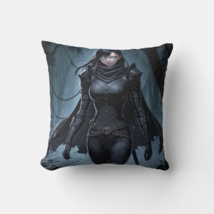 Zwarte Outfit Monster Hunter Anime Girl Kussen