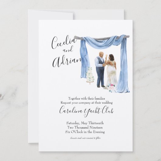 Zwarte Paar Spring Botanical Wedding Invitation Kaart (Voorkant)