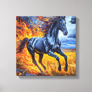 Zwarte Paard Canvas Afdruk
