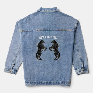 Zwarte Paard Denim Jas met aangepaste tekst Jacket
