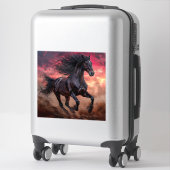 Zwarte paard esthetiek sticker (Koffer)