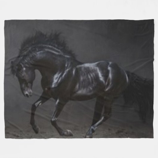 ZWARTE PAARD FLEECE DEKEN (Voorkant (Horizontaal))