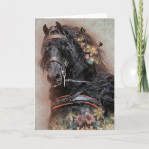 Zwarte Paard Friese - Wenskaart Bedankkaart