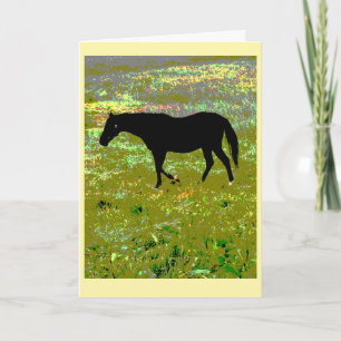 Zwarte paard grafische kunstkaart kaart