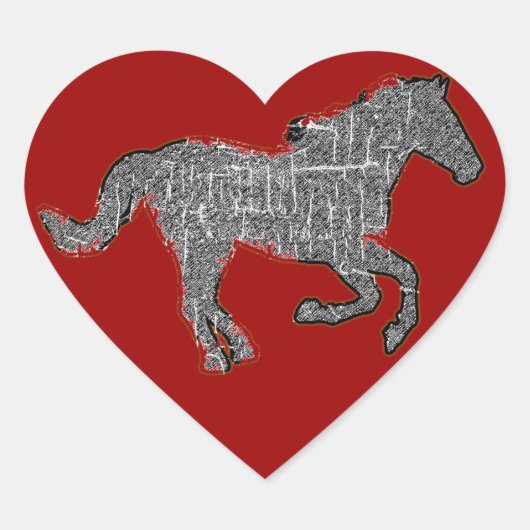 zwarte paard hart sticker (Voorkant)