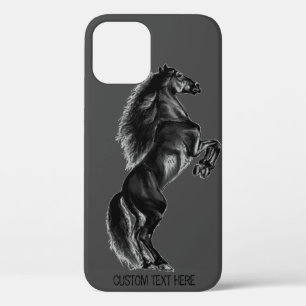 Zwarte Paard iPhone Case met aangepaste tekst