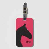 Zwarte paarden bagagelabel (Voorkant (verticaal))