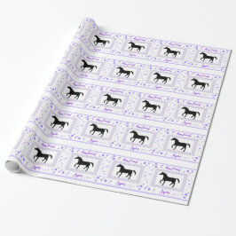 Zwarte Paarden Birtthday Wrapping Paper Cadeaupapier