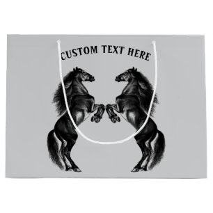 Zwarte Paarden Gift Bag Gepersonaliseerde aangepas Groot Cadeauzakje