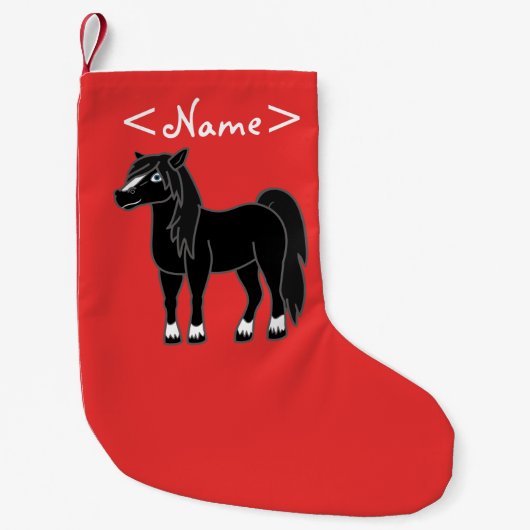Zwarte paarden kleine kerstsok (Voorkant)