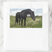 Zwarte paarden rechthoekige sticker (Tas)