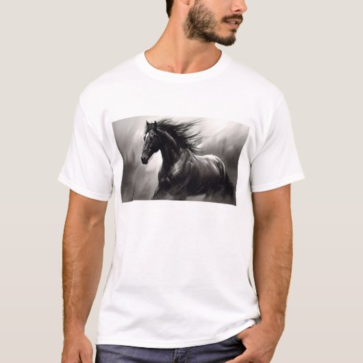 Zwarte paarden t-shirt (Voorkant)