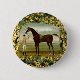 zwarte paardenpaarden ronde button 5,7 cm