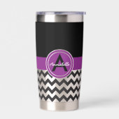 Zwarte Paarse Chevron Geïsoleerde Drinkbeker (Links)