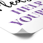 Zwarte Paarse Confetti Help uzelf Poster (Hoek)