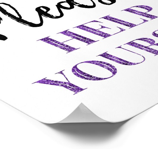 Zwarte Paarse Confetti Help uzelf Poster (Hoek)