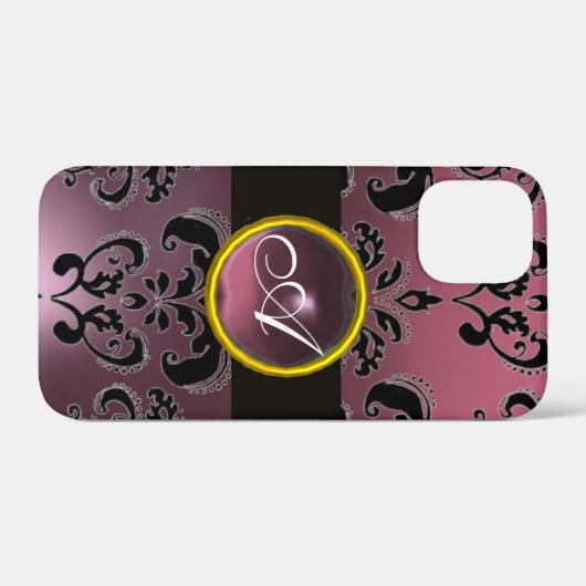 ZWARTE PAARSE DAMASKMONOGRAM Case-Mate iPhone CASE (Achterkant (horizontaal))