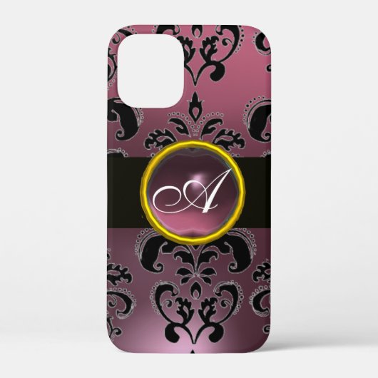 ZWARTE PAARSE DAMASKMONOGRAM Case-Mate iPhone CASE (Achterkant)