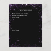 Zwarte paarse glitters trouw verlanglijst QR-code Informatiekaartje (Achterkant)