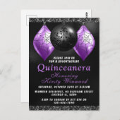 Zwarte Paarse Halloween-versiering Quinceañera Briefkaart (Voorkant / Achterkant)