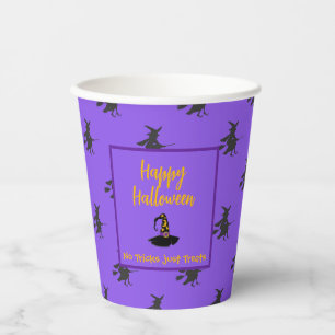 Zwarte paarse halloween wittekaart pet papieren bekers