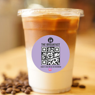 Zwarte, Paarse moderne zakelijke Instagram QR-code Ronde Sticker
