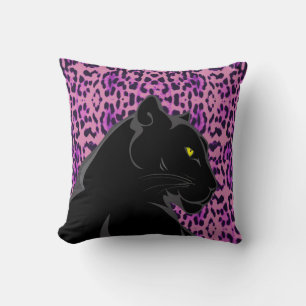 ZWARTE PAARSE PANTHER PILLOW KUSSEN