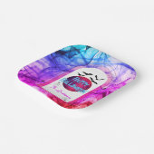 Zwarte Paarse Roze Spider Web Bats Happy Halloween Papieren Bordje (Gebogen)