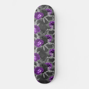 Zwarte Paarse Rozen Zilver laat donkere tuin Skateboard