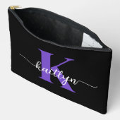Zwarte Paarse Script Monogram Etui (Open)