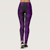 Zwarte paarse slangenhuid leggings (Achterkant)