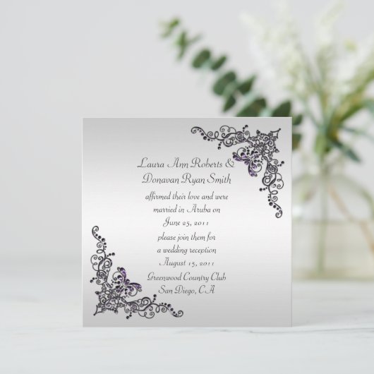 Zwarte paarse spiralen op zilveren achtergrond Pos Kaart (Staand voorkant)