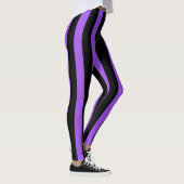 Zwarte & Paarse Verticale Strepen Halloween Kostuu Leggings (Rechts)