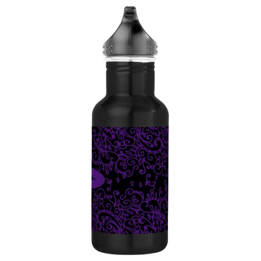 Zwarte Paarse wervelflacon met naam Waterfles (Rechts)