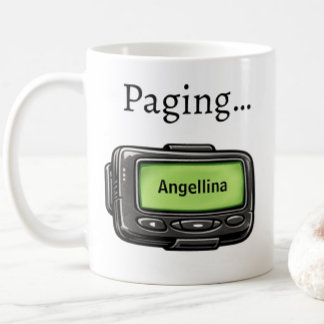Zwarte Pager Gepersonaliseerde Naam Grappig Cadeau Koffiemok
