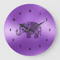 Zwarte Paisley Elephant Shiny Paarse Achtergrond